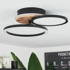 Plafonnier Avelal LED Brun, Couleur bois, Noir, 1 lumière