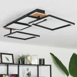 Plafonnier Avelal LED Brun, Couleur bois, Noir, 1 lumière