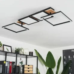 Plafonnier Avelal LED Brun, Couleur bois, Noir, 1 lumière