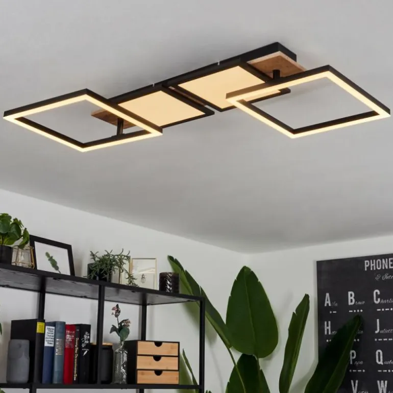 Plafonnier Avelal LED Brun, Couleur bois, Noir, 1 lumière