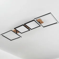Plafonnier Avelal LED Brun, Couleur bois, Noir, 1 lumière