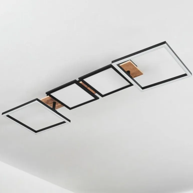 Plafonnier Avelal LED Brun, Couleur bois, Noir, 1 lumière