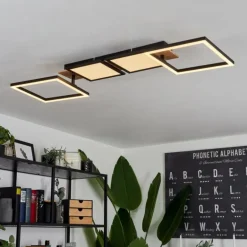 Plafonnier Avelal LED Brun, Couleur bois, Noir, 1 lumière