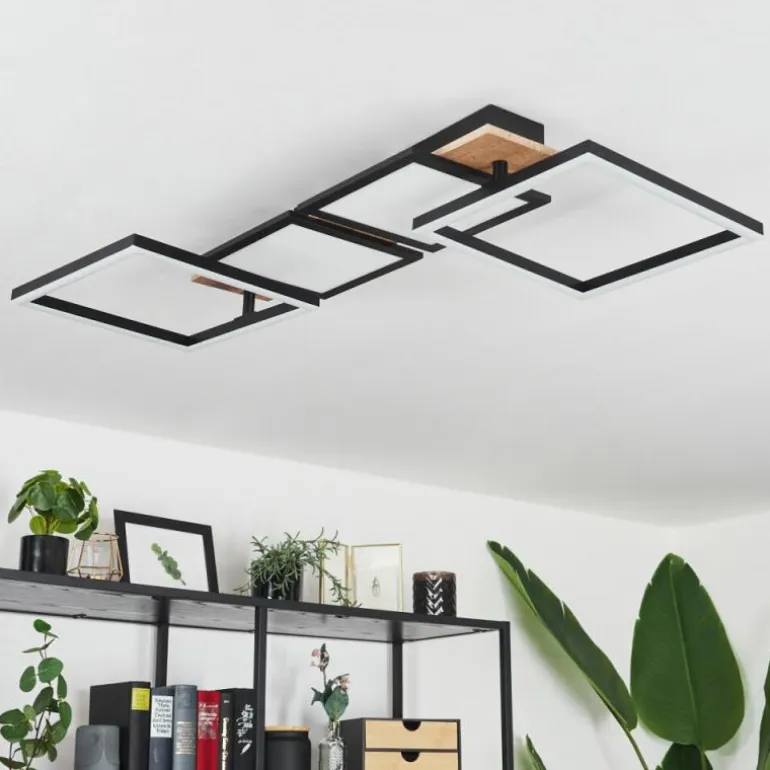 Plafonnier Avelal LED Brun, Couleur bois, Noir, 1 lumière