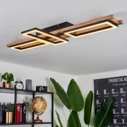 Plafonnier Ayajasco LED Brun, Couleur bois, Noir, 1 lumière