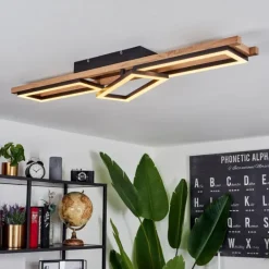 Plafonnier Ayajasco LED Brun, Couleur bois, Noir, 1 lumière