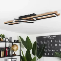 Plafonnier Ayajasco LED Brun, Couleur bois, Noir, 1 lumière
