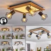 Plafonnier Bardhaman LED Brun, Chrome, Couleur bois, Noir, 5 lumières
