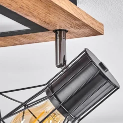 Plafonnier Bardhaman LED Brun, Chrome, Couleur bois, Noir, 5 lumières