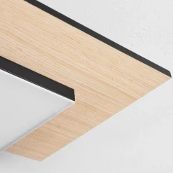 Plafonnier Barullu LED Bois clair, Noir, Blanc, 1 lumière