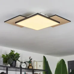 Plafonnier Barullu LED Bois clair, Noir, Blanc, 1 lumière