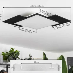 Plafonnier Barullu LED Bois clair, Noir, Blanc, 1 lumière