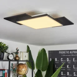 Plafonnier Barullu LED Bois clair, Noir, Blanc, 1 lumière