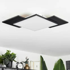 Plafonnier Barullu LED Bois clair, Noir, Blanc, 1 lumière