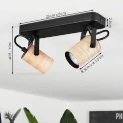 Plafonnier Beleco Écru, Noir, 2 lumières