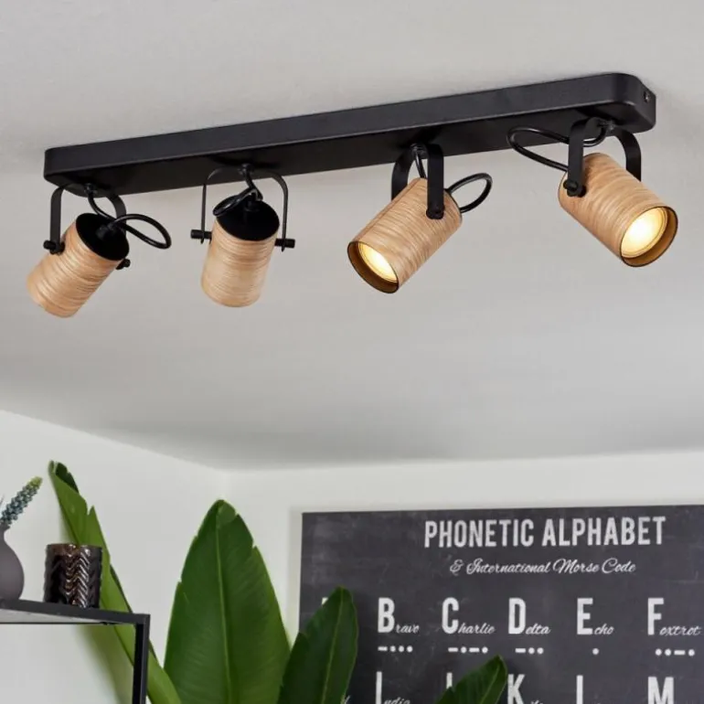 Plafonnier Beleco Écru, Noir, 4 lumières