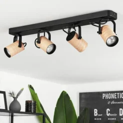 Plafonnier Beleco Écru, Noir, 4 lumières