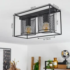 Plafonnier Bettaix Noir, 2 lumières
