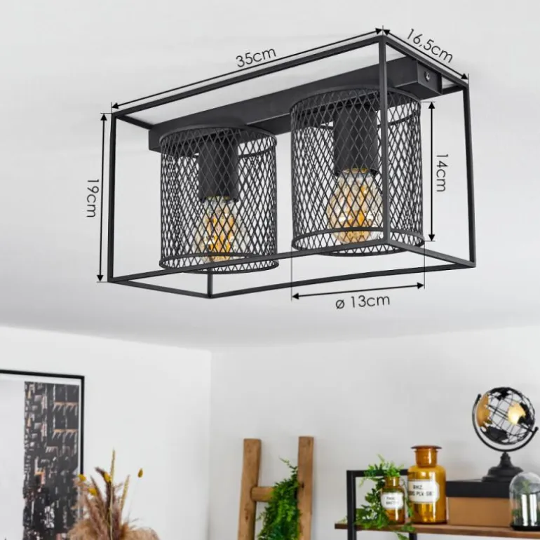 Plafonnier Bettaix Noir, 2 lumières