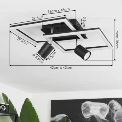 Plafonnier Boim LED Noir, 3 lumières
