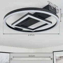 Plafonnier Canhoso LED Noir, 1 lumière