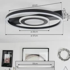 Plafonnier Canhoso LED Noir, 1 lumière