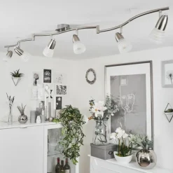 Plafonnier Chapod LED Chrome, Nickel mat, 6 lumières