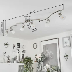 Plafonnier Chapod LED Chrome, Nickel mat, 6 lumières