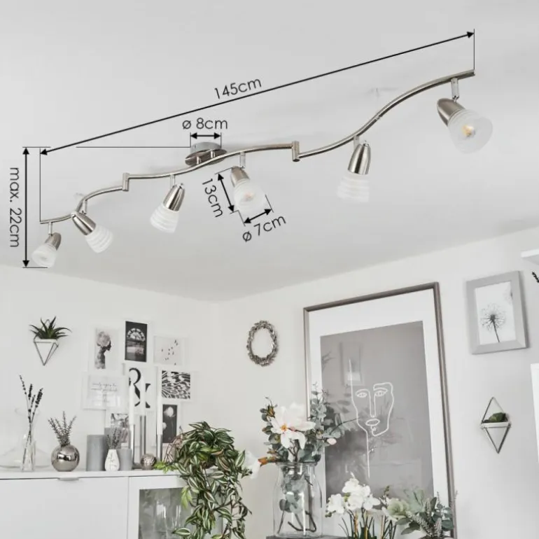 Plafonnier Chapod LED Chrome, Nickel mat, 6 lumières