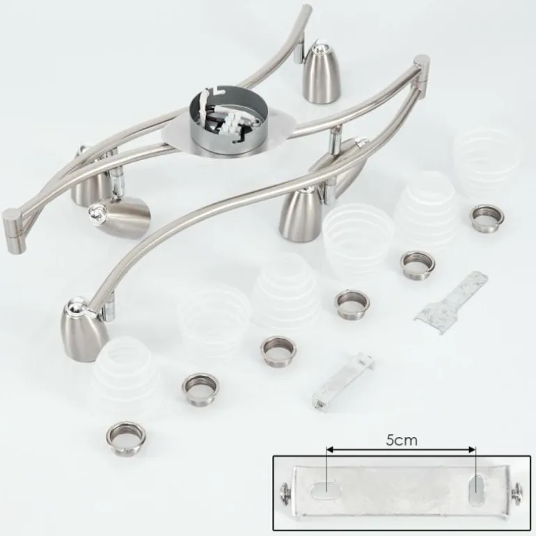 Plafonnier Chapod LED Chrome, Nickel mat, 6 lumières