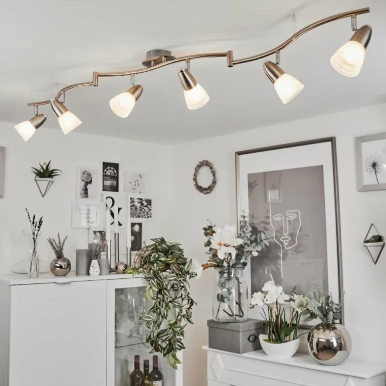 Plafonnier Chapod LED Chrome, Nickel mat, 6 lumières