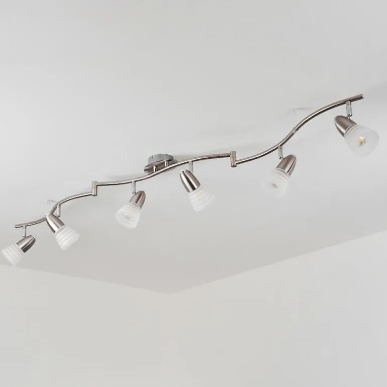 Plafonnier Chapod LED Chrome, Nickel mat, 6 lumières