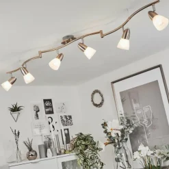 Plafonnier Chapod LED Chrome, Nickel mat, 6 lumières