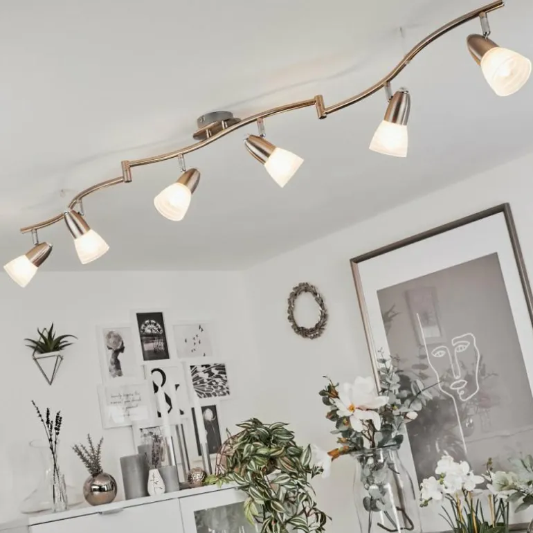 Plafonnier Chapod LED Chrome, Nickel mat, 6 lumières