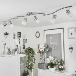 Plafonnier Chapod LED Chrome, Nickel mat, 6 lumières