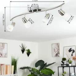 Plafonnier Chapod Nickel mat, 4 lumières