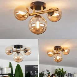 Plafonnier Chehalis LED Laiton, Noir, 3 lumières