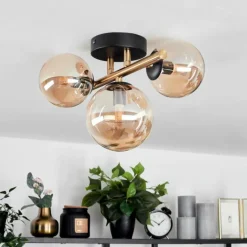 Plafonnier Chehalis LED Laiton, Noir, 3 lumières