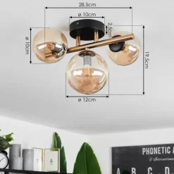 Plafonnier Chehalis LED Laiton, Noir, 3 lumières
