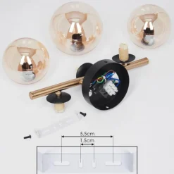 Plafonnier Chehalis LED Laiton, Noir, 3 lumières