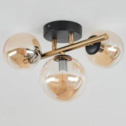 Plafonnier Chehalis LED Laiton, Noir, 3 lumières