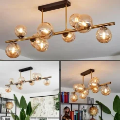 Plafonnier Chehalis LED Laiton, Noir, 9 lumières