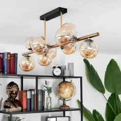 Plafonnier Chehalis LED Laiton, Noir, 9 lumières