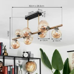 Plafonnier Chehalis LED Laiton, Noir, 9 lumières