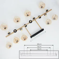 Plafonnier Chehalis LED Laiton, Noir, 9 lumières