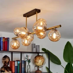 Plafonnier Chehalis LED Laiton, Noir, 9 lumières