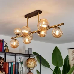 Plafonnier Chehalis LED Laiton, Noir, 9 lumières