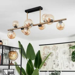Plafonnier Chehalis LED Laiton, Noir, 9 lumières