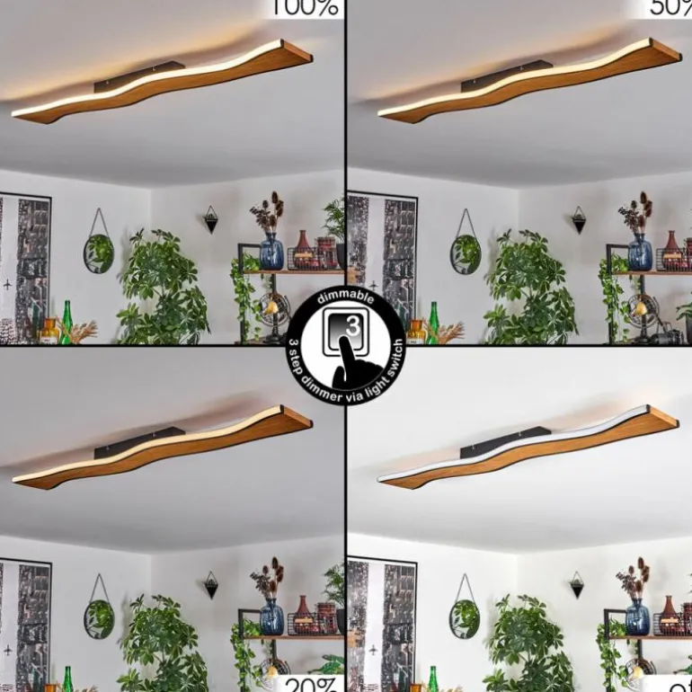 Plafonnier 98,5 cm Malling LED Écru, Noir, Blanc, 1 lumière