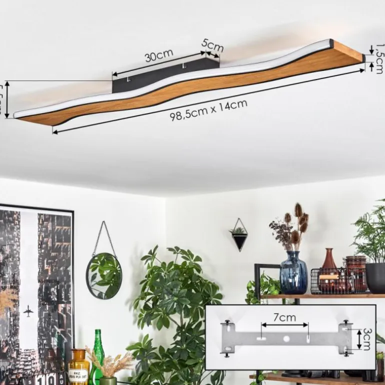 Plafonnier 98,5 cm Malling LED Écru, Noir, Blanc, 1 lumière